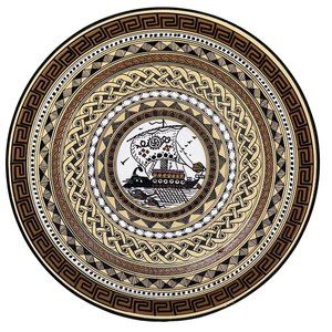 Rodos Pottery Plate Signed 1996 Geometic K. Tteimes Viking Hand Painted